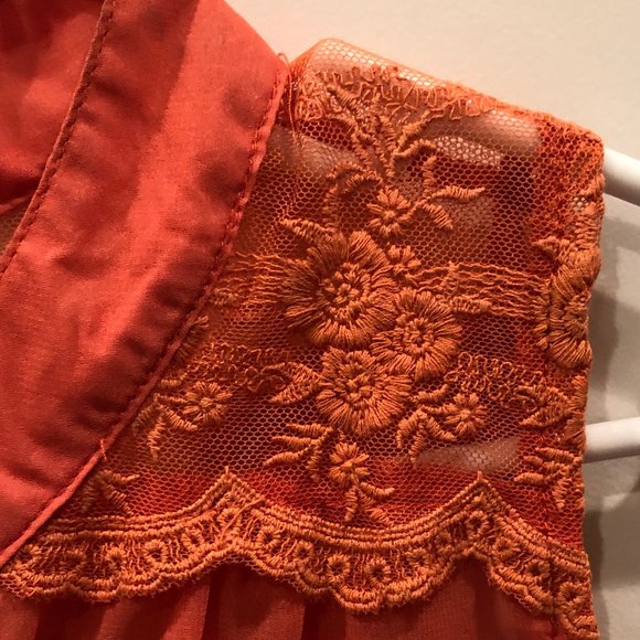 NWT Orange Sheer Tie Button-up - Picture 5 of 7